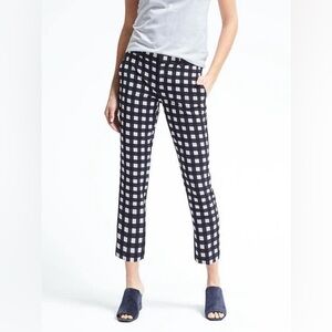 Banana Republic 0P Avery Black Gray White Checked Plaid Pants
